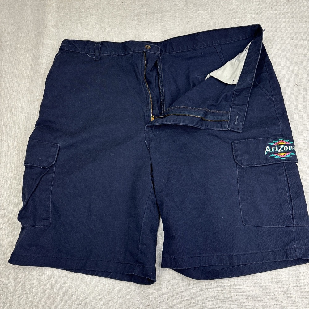 Red Kap Arizona Logo Mens Work Cargo Shorts 38 Navy Blue Snap pockets